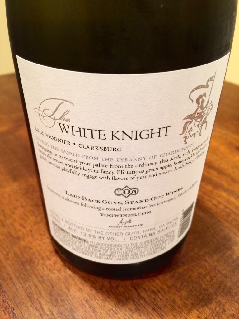 The White Knight Viognier 2014 Back